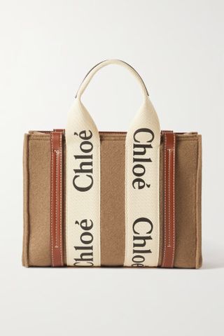 Chloé + + NET SUSTAIN Woody Small Leather-Trimmed Wool-Felt Tote