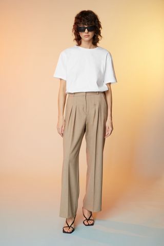 Oak and Fort + Straight Leg Pants With Pleats