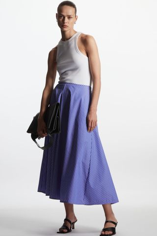COS + A-Line Striped Midi Skirt