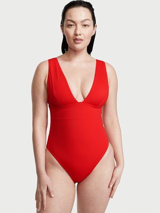 Victoria's Secret + Essential Banded Plunge One-Piece Swimsuit
