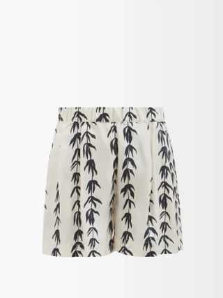 Asceno + Zurich Leaf-Print Silk Shorts