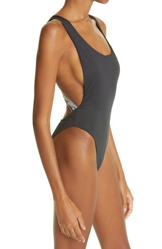 Off-White + Logo Band Cross Back One-Piece Swimsuit