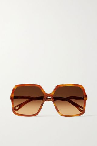 Chloé + Zelie Oversized Square-Frame Tortoiseshell Acetate Sunglasses