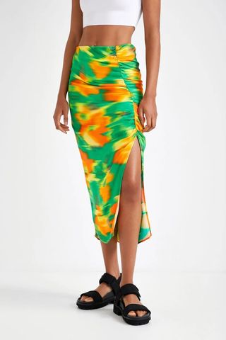 Desigual + Slim Midi Skirt With Slit