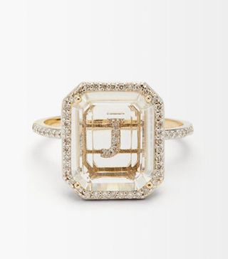 Mateo + Initials Diamond, Quartz & 14kt Gold Ring J-Q