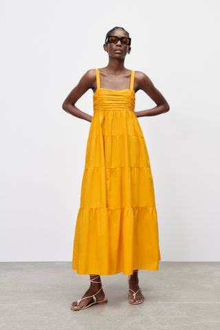 Zara + Tiered Poplin Dress