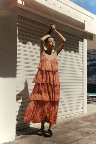 Zara + Printed Ruffled Dress