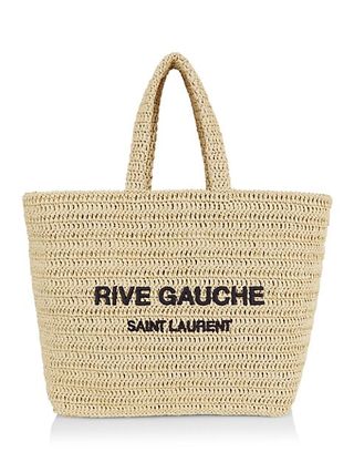 Saint Laurent + Logo Raffia Shopping Bag