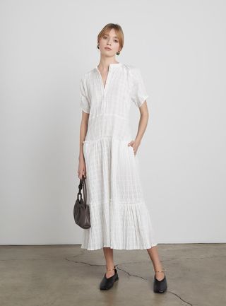 Who What Wear Collection + Sue Crinkled Cotton Jacquard Dress