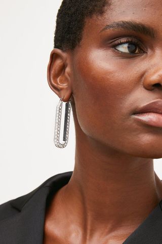Karen Millen + Silver Diamante Earrings