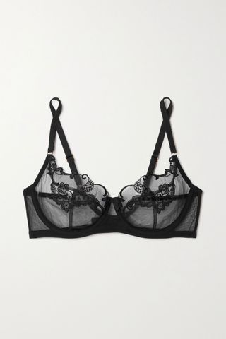 Agent Provocateur + Mirabelle Embroidered Tulle Underwired Soft-Cup Bra