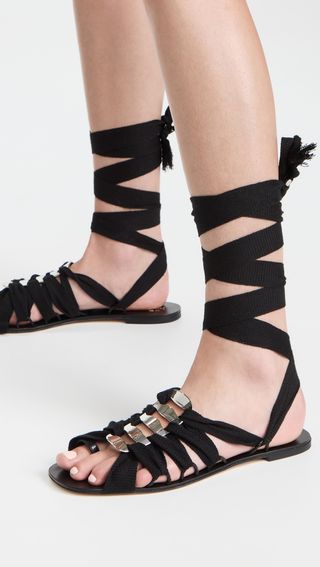 Tory Burch + Ribbon Lace Up Sandals