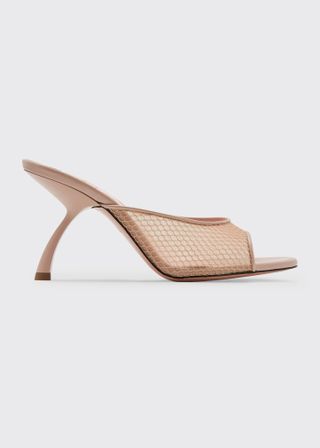 Piferi + Mesh Vegan Leather Sculptural-Heel Mules