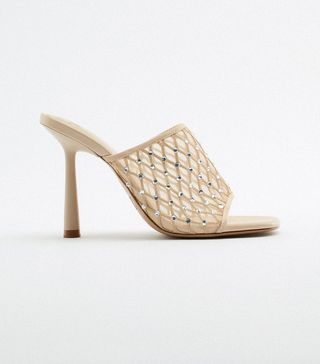 Zara + Rhinestone Mesh Slide Heels