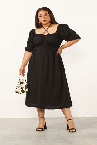 Who What Wear Uk + Cader Four-Way Midi Dress in Black
