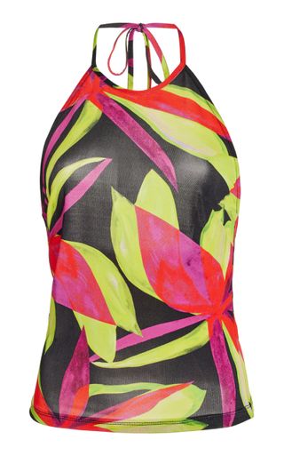 Louisa Ballou + Printed Jersey Halter Top