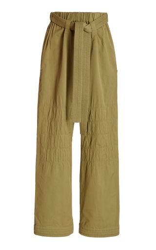 Stella McCartney + Belted Cotton-Blend Wide-Leg Pants