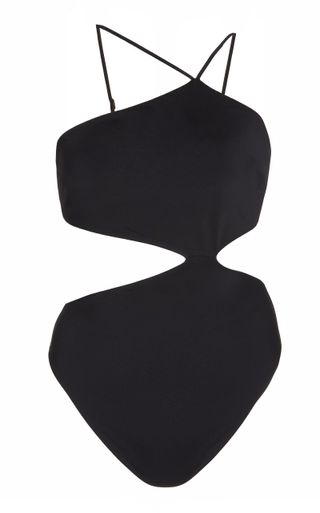 Moré Noir + Elevated Essentials Asymmetric One-Piece Swimsuit