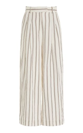 By Malene Birger + Cymbaria Striped Linen-Blend Wide-Leg Pants