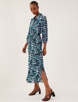 M&S Collection + Printed Tie Waist Midi Shirt Dress