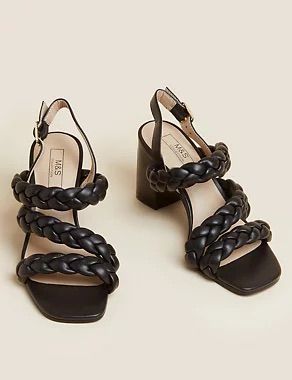 M&S Collection + Woven Block Heel Sandals