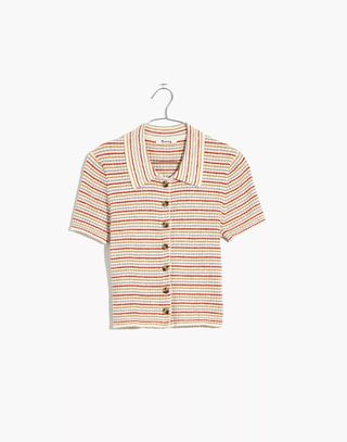 Madewell + Barbrook Button-Front Sweater Polo in Stripe