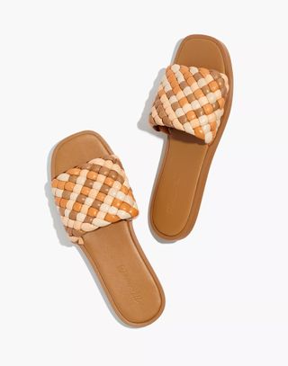 Madewell + The Suzi Slide Sandals in Multi Woven Leather