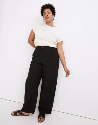 Madewell + Linen-Blend Pull-On High-Rise Straight Pants