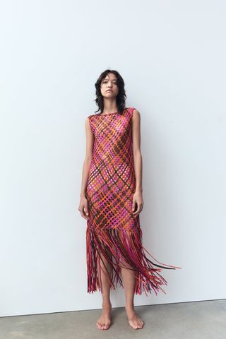 Zara + Braided Satin Dress