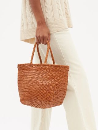 Dragon Diffusion + Grace Small Woven-Leather Basket Bag