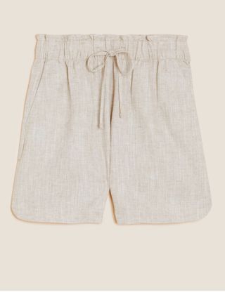 M&S Collection + Linen Blend High Waisted Shorts