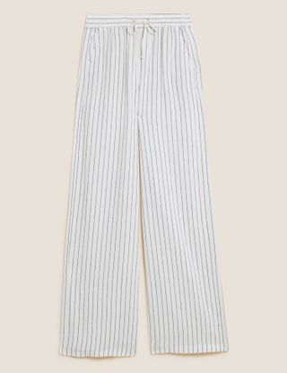 M&S Collection + Linen Rich Wide Leg Trousers
