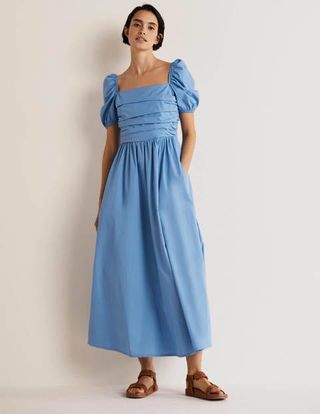 Boden + Ruched Bodice Dress in Riviera Blue