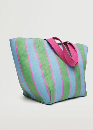 Mango + Striped Shopper Bag