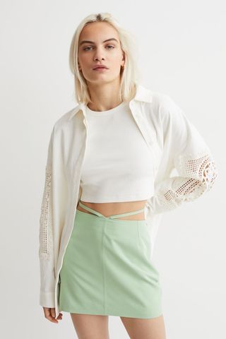 H&M + Tie-Detail Mini Skirt