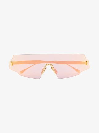 Fendi Eyewear + Gold Tone Forceful Shield Sunglasses