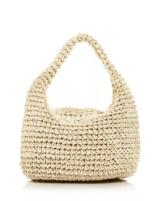 Aqua + Mini Slouch Woven Basket Top Handle Bag