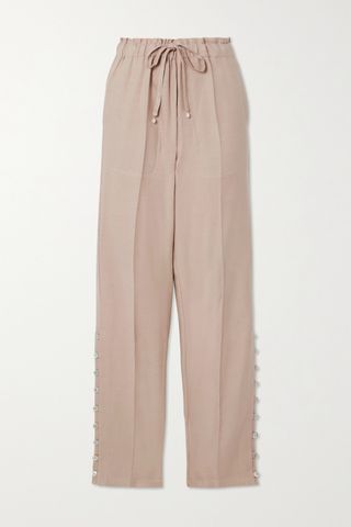 Altuzarra + Catkin Embellished Linen-Blend Twill Straight-Leg Pants