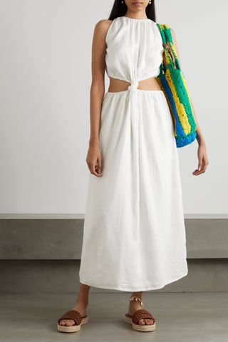 Faithfull the Brand + Zeta Cutout Linen Midi Dress