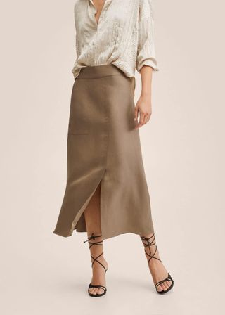 Mango + Linen Pocketed Skirt