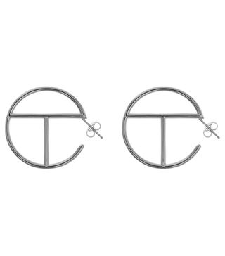 Telfar + Large Logo Hoop Earring in Silver