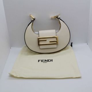 Fendi + Croissant Mini Leather Shoulder Bag in White