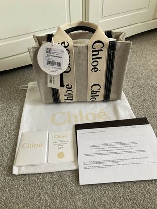 Chloé + Small Woody Tote Bag Canvas and Leather