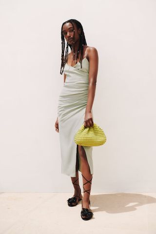 Zara + Draped Linen Blend Dress