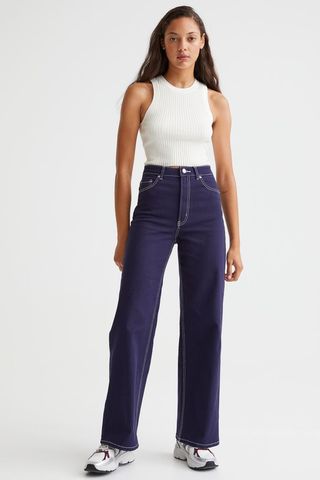 H&M + Wide-Leg Twill Pants