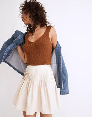 Madewell + Hemp-Cotton Pintuck Full Mini Skirt