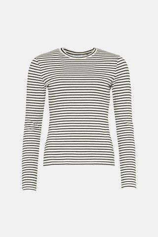 Warehouse + Cotton Striped Long Sleeve Top