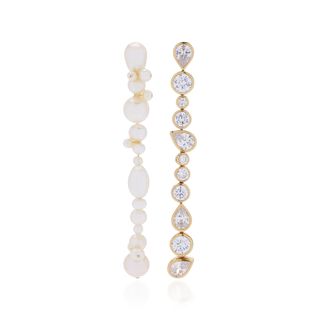 Completedworks + 14k Gold-Plated Crystal, Pearl Earrings