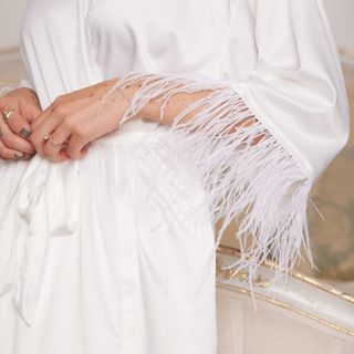 Make You Blush Boutique + Satin Feather Trim Bridesmaid Robes