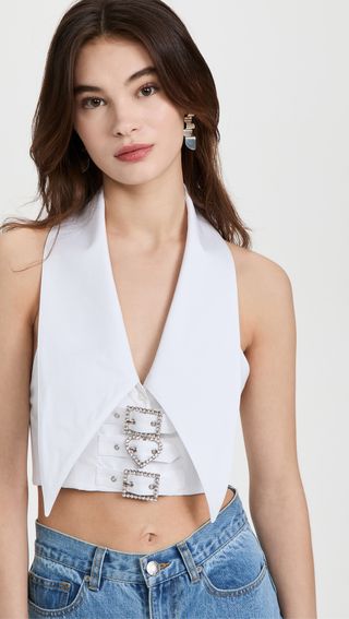 Area + Crystal Buckle Crop Top